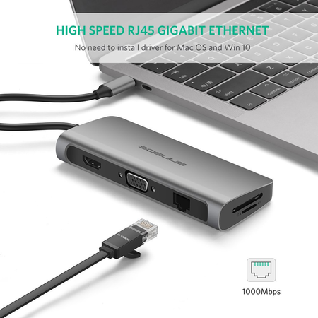ANNBOS USB Type C Multiport Docking Station, USB C to VGA Ethernet Adapter Power Delivery