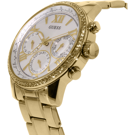Đồng hồ GUESS Women's U0559L2 Sporty Gold-Tone Stainless Steel Watch with Multi-function Dial and Pilot Buckle
