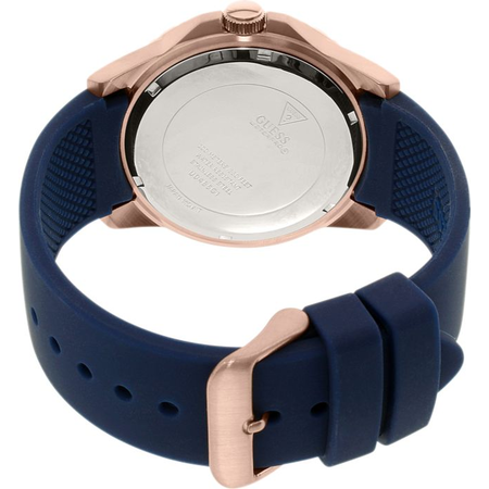 Đồng hồ GUESS Men's Stainless Steel Silicone Casual Watch, Color Rose Gold-Tone/Rigor Blue (Model: U0247G3)
