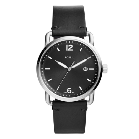 ​Đồng hồ Fossil The Commuter Three-Hand Date Black Leather Watch