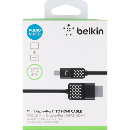 Dây cáp Belkin Mini DisplayPort to HDMI Adapter. 4k Compatible 6FT (Black) OPENBOX