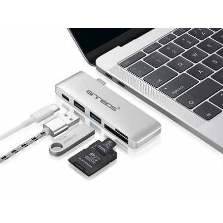 Cổng Chia USB-C Hub AnnBos 5-In-1 Type C Card Reader & HUB (Grey)