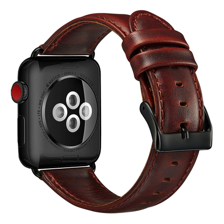 Dây da OUHENG cho đồng hồ Apple Watch Band 42mm 44mm, Sport and Edition, Brown