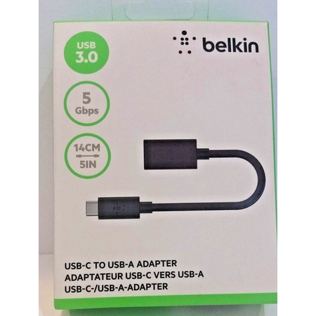 Dây cáp Belkin 3.0 USB-C to USB-A Adapter 14cm/5IN - 5 Gbps Black OPENBOX