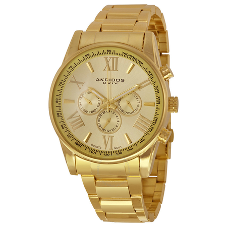 Akribos XXIV Multi-Function Gold Dial Gold-tone Alloy Men's Watch AK736YG