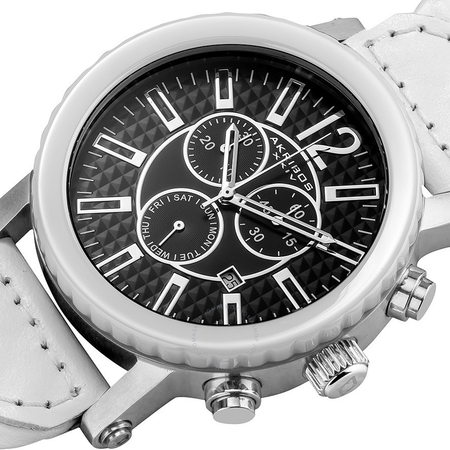 Akribos XXIV Chronograph White Ceramic White Leather Men's Watch AK571WT