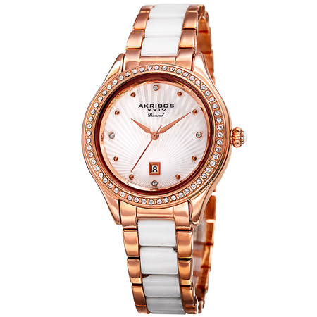 Akribos XXIV Mother Of Pearl Dial Ladies Two Tone Watch AK977RG