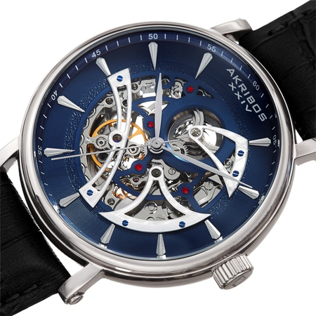 Akribos XXIV Quartz Blue Skeleton Dial Men's Watch AK1020BUBK