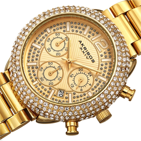 Akribos XXIV Chronograph Gold Tone Dial Men's Watch AK1075YG