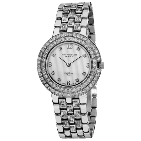 Akribos XXIV Impeccable Diamond Silver-tone Bracelet Ladies Watch AK598SS