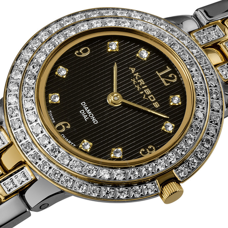 Akribos XXIV Impeccable Diamond Two-tone Bracelet Ladies Watch AK598TTG