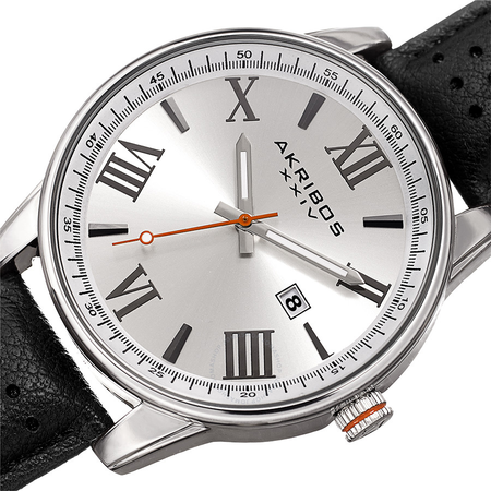 Akribos XXIV Perforated Strap Silver Dial Men's Watch AK1048SS