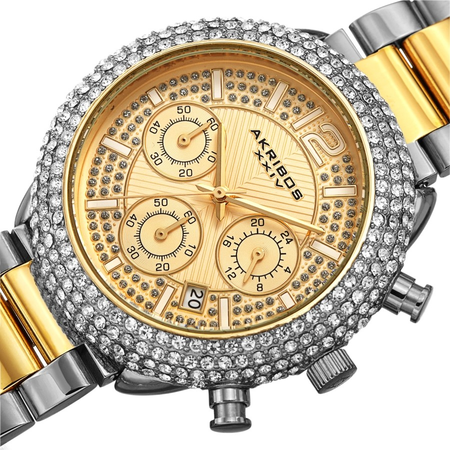 Akribos XXIV Chronograph Gold Tone Dial Men's Watch AK1075TTG