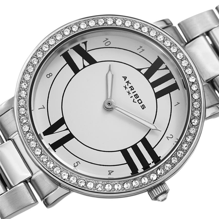 Akribos XXIV White Dial Ladies Watch AK1036SS