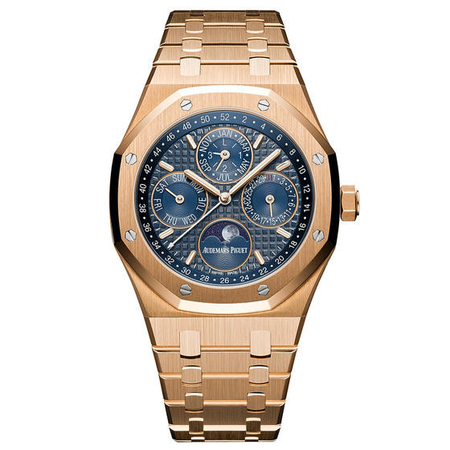 Audemars Piguet Royal Oak Perpetual Calendar Blue Dial Automatic Men's 18 Carat Pink Gold Watch 26574OR.OO.1220OR.02