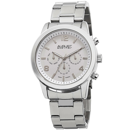August Steiner Multi-Function White Dial Stainless Steel Men's Watch AS8098SS