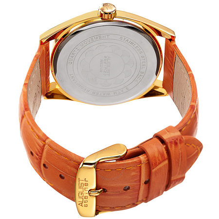 August Steiner Silver Dial Ladies Orange Leather Watch AS8221OR