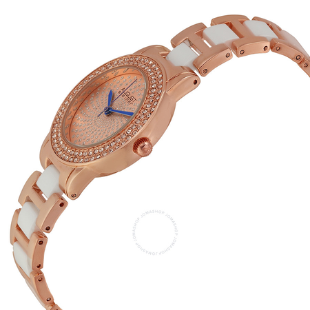 August Steiner Crystal Glitz Rose Gold-Tone and White Ceramic Ladies Watch AS8052RG