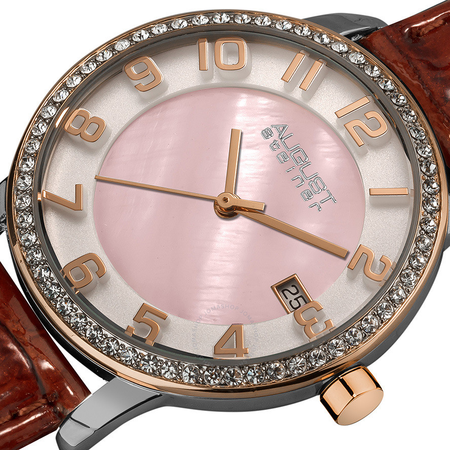 August Steiner Mother of Pearl Dial Rose Gold-Tone Ladies Watch AS8056BR
