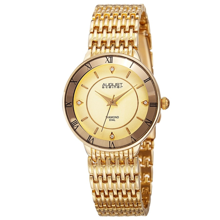 August Steiner Diamond Gold Tone Dial Ladies Watch AS8178YG