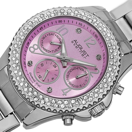 August Steiner Diamond Pink Dial Ladies Watch AS8136LP
