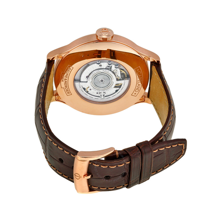 Baume et Mercier Baume And Mercier Capeland Worldtimer Beige Dial 18kt Rose Gold Brown Leather Men's Watch 10107