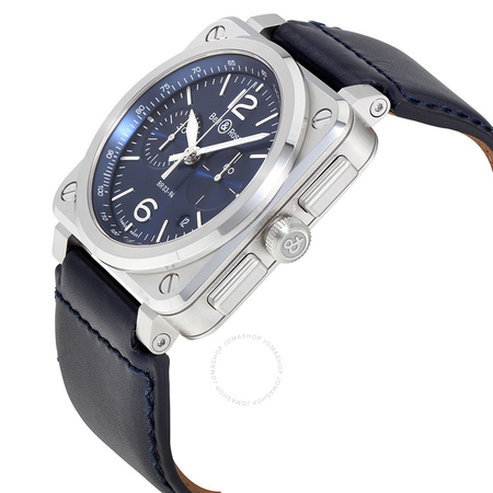 Bell and Ross Aviation Blue Dial Automatic Men's Leather Watch BR0394-BLU-ST/SCA