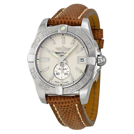 Breitling Galactic 36 Automatic Silver Dial Brown Lizard Leather Unisex Watch A3733012-G706BRZT