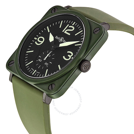 Bell and Ross Military Olive Green Ceramic Rubber Strap Men's Watch BRS-CERAM-MIL BRS-CERAM-MIL/SRB
