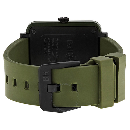 Bell and Ross Military Olive Green Ceramic Rubber Strap Men's Watch BRS-CERAM-MIL BRS-CERAM-MIL/SRB