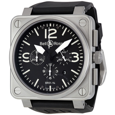 Bell and Ross Black Dial Automatic Chronograph Men's Watch BR0194-BL-ST