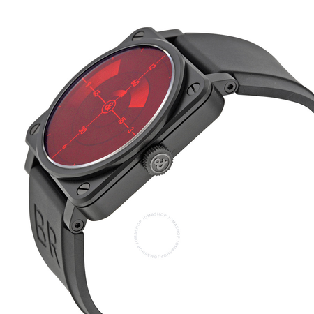 Bell and Ross Red Radar Black Rubber Automatic Men's Watch BR03-92-RED RADAR BR03-92-RED RADAR