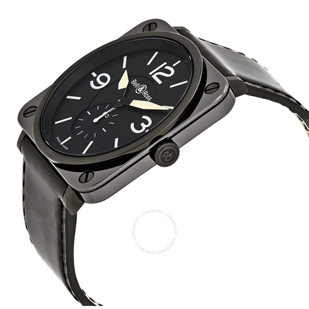 Bell and Ross Aviation Black Dial Black Leather Men's Watch BRS-BL-CEM-BKPAT