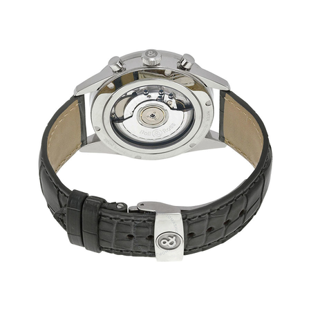 Bell and Ross Vintage Officer Silver Dial Stainless Steel Grey Leather Men's Watch BRG126-WH-ST-SCR BRG126-WH-ST/SCR