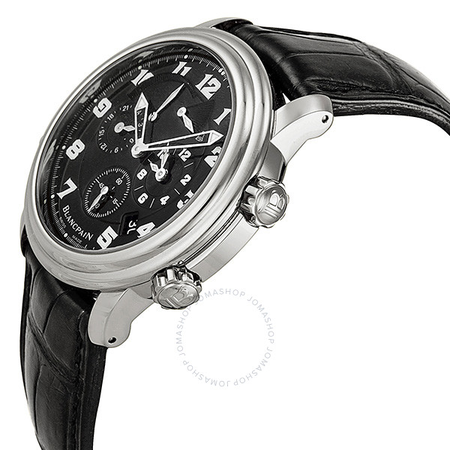 Blancpain Leman Black Dial Chronograph Black Leather Automatic Men's Watch 2041-1130-53B