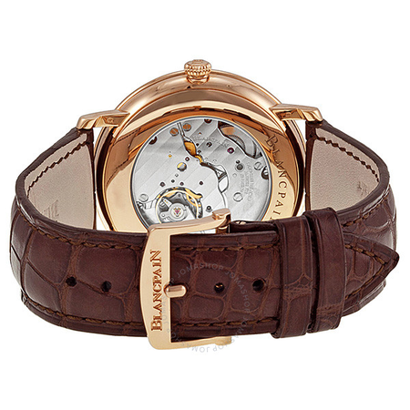 Blancpain Villeret Silver Dial 18kt Rose Gold Brown Leather Men's Watch 6606-3642-55B