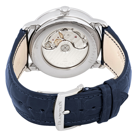 Blancpain Villeret Blue Lacquered Flinque Dial  Automatic Blue Leather Men's Watch 6654-1529-55B