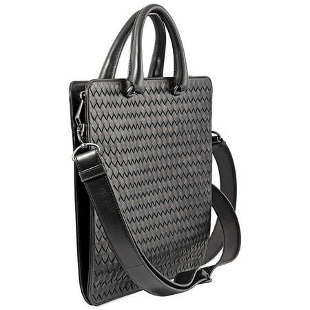 Bottega Veneta Intrecciato Woven Leather Briefcase- Black 387307 VQ131