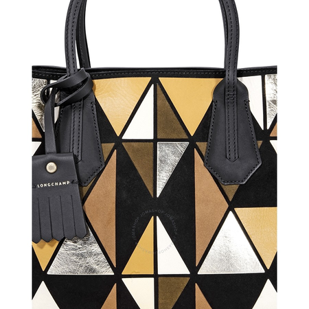Longchamp Penelope Arty Leather and Suede Tote- Yellow/Black 1294-897