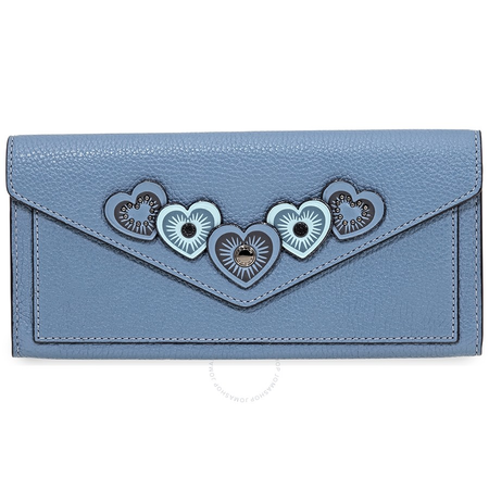 Coach Ladies Continental wallet Novelty Leather Chambray Blue Hrt App Sft Wall 29985 DKCMB