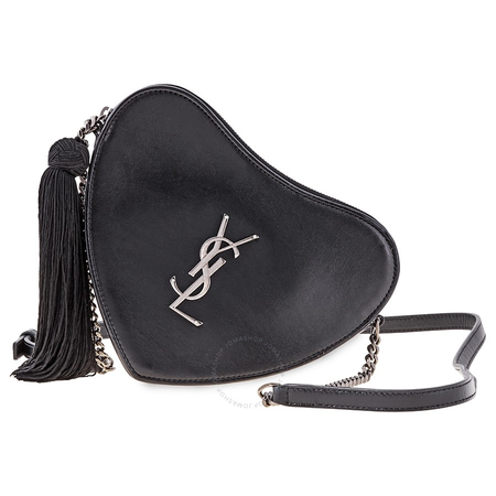 Saint Laurent Heart Leather Shoulder Bag- Black 5406940XB6D1000