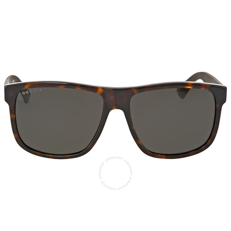 Gucci Polarized Grey Square Sunglasses GG0010S-003 58
