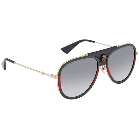 Gucci Gucci Grey Shaded Aviator Unisex Sunglasses GG0062S 015 57 GG0062S 015 57