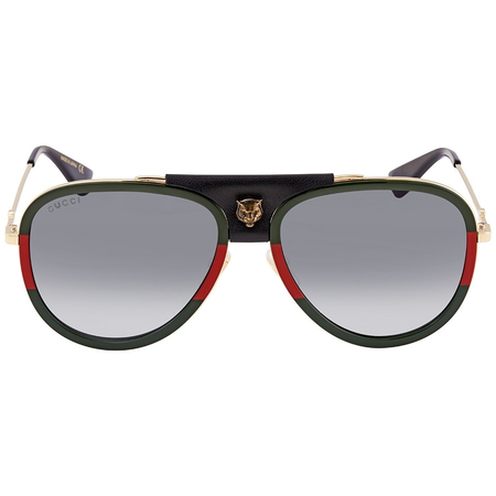 Gucci Gucci Grey Shaded Aviator Unisex Sunglasses GG0062S 015 57 GG0062S 015 57
