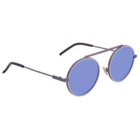 Fendi Fendi Everyday Fendi Blue Round Men's Sunglasses FFM0025SMETKU54 FFM0025SMETKU54
