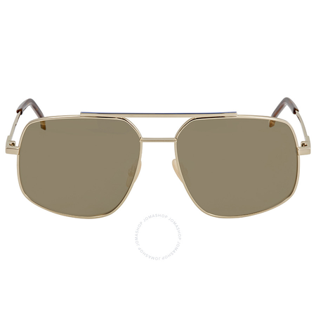 Fendi Grey- Bronze Mirror Rectangular Men's Sunglasses FF M0007/S 3YG/JO 58 FF M0007/S 3YG/JO 58
