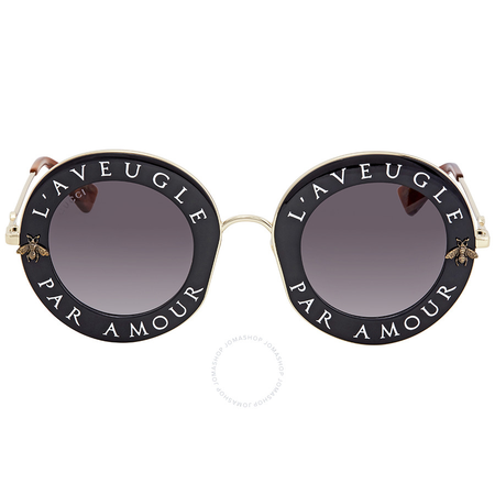 Gucci Grey Gradient Round Sunglasses GG0113S-001 44 GG0113S-001 44