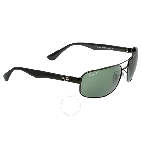 Ray Ban Ray-Ban 61 mm Sunglasses - Black / Polarized Green Classic G-15 RB3445 002/58 61-17