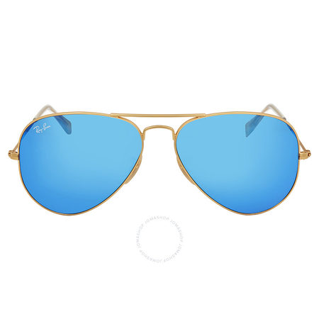 Ray Ban Ray-Ban Aviator Metal Matte Gold Frame Crystal Blue Mirrored Lenses Large Sunglasses RB3025 112/17 58