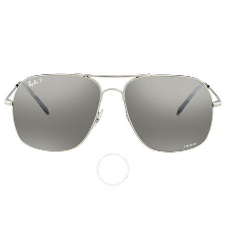 Ray Ban Polarized Silver Mirror Chromance Square Sunglasses RB3587CH 003/5J 61 RB3587CH 003/5J 61